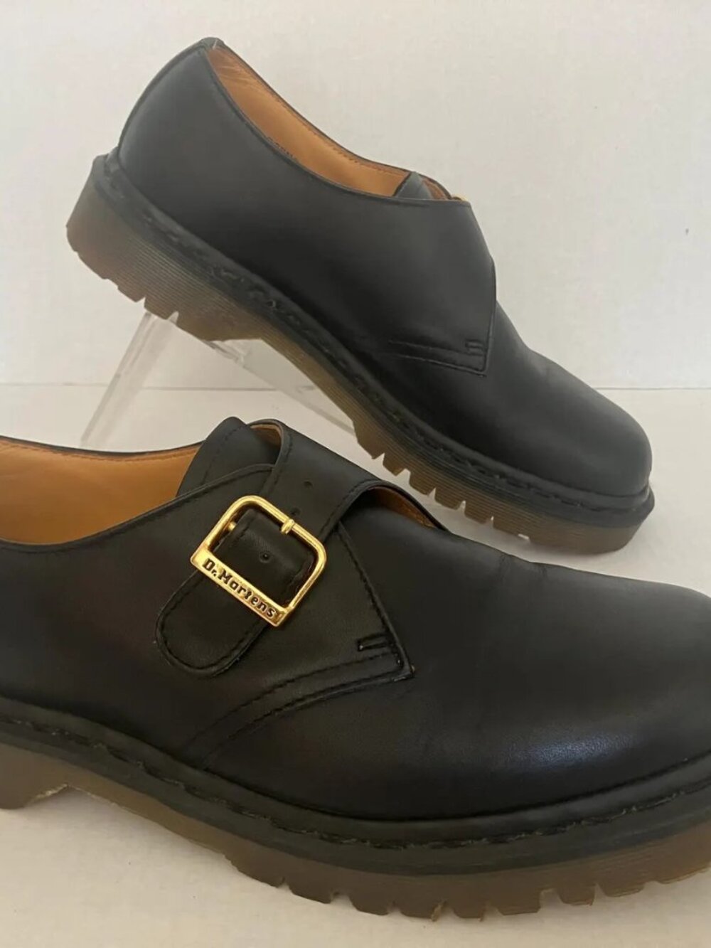Dr. Martens Vintage Y2K Monk Strap Black Leather Loafer Shoes • #2039 • UK Sz 8